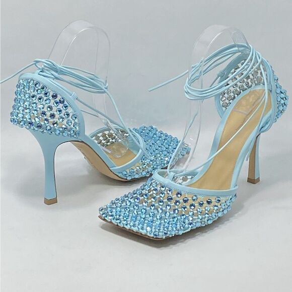 Bottega Veneta Stretch Embellished Ankle Strap High Heel Pumps size 41 - Picture 7 of 16